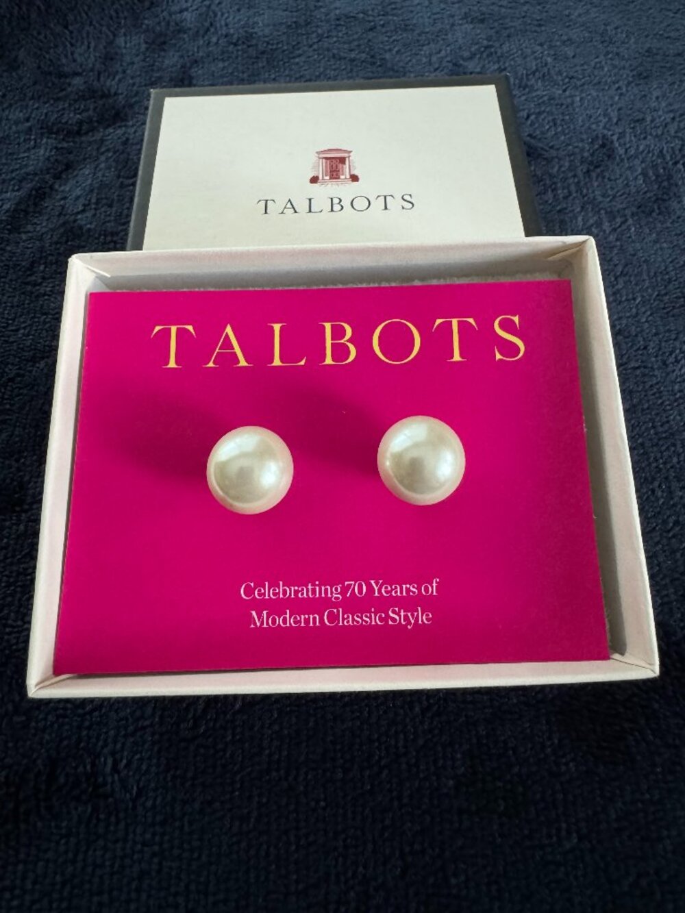 Talbots Faux Pearl Stud Earrings 70th Anniversary Edition (NWT)